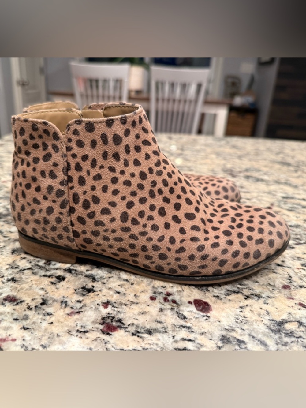 Kids Leopard Print Ankle Boots - Brown size 2